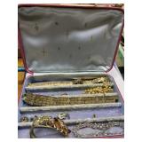 Vintage jewelry box with Ohio state pins &