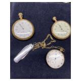 Three pocket watches: Howard enamel face, How