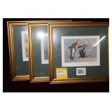 Three Framed & signed duck prints: James Hautman,