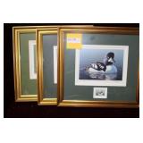 Three framed & signed Duck prints: Steiner, Howe,