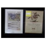 Two framed Winchester Firearms vintage ads