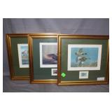 Three signed & framed Duck stamp prints - Plasscha