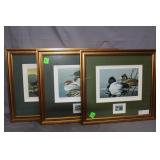 Three signed & framed Duck stamp prints - Jos. Hau
