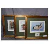 Three framed Duck prints signed lower right - Will