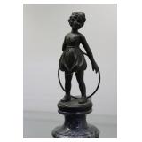 Chiparo 9" h bronze figure of girl with hoop