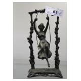 Cast metal aft. Moreau figure of lady on swing