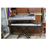 Casio keyboard, & Roland A90 keyboard on double