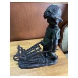 Cast Metal girl with wheelbarrow