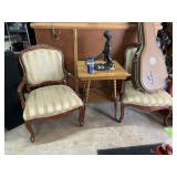 Pair of Contemporary wood framed arm chairs with