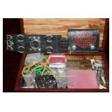 Mens jewelry box incl pins, watch, tie clips