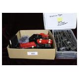 American Flyer railroad track , train cars &