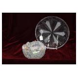 Cut crystal serving tray & luster pressed glass