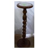 Spiral Oak finish plant stand w/ marble insert,