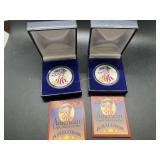 Two 2000 American Eagle Silver dollars in full