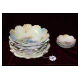 Eight pcs HP porcelain floral dishes incl berry