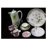 Seven pcs HP porcelain - RS German coffee pot,