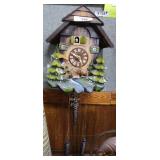 Painted German Cuckoo clock with woodland scene