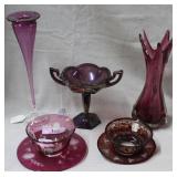 5pcs Cranberry Glass
