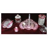 6 pcs Cranberry to clear glassware