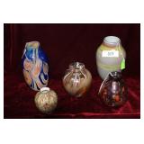 5 blown glass vases