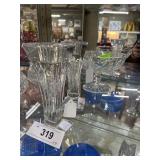 Three pcs Waterford - pair of candlesticks &