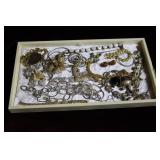 Tray costume jewelry incl horse pendant & heart