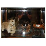 Three cabinet shelves - fox with baby, mule &