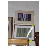 Two abstract prints - purple & green hues