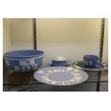 Six Wedgewood blue & white pcs.