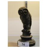 Cast metal owl on marble base