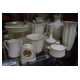 Nine pieces Lennox: creamer, clock, compotes,