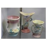 3pcs pink & white floral Hull pottery