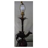 Heavy cast metal camel lamp