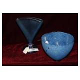 Two pcs blue glassware - Kosta Boda bowl,  Met.