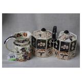 Imari blue double sided lidded tea caddy & Mason