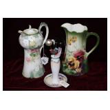 Three pcs HP porcelain - hat pin holder with 5