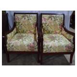 Contemporary Empire style floral armchairs