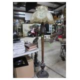 Heavy wooden floor lamp Mission with fringe