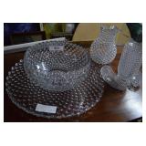Six pcs Thousand Eye hobnail glassware - 16"