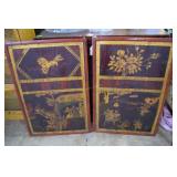 Pair of Chinese painted wood panels