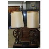 Pair of Nautical tall table lamps - cannon,