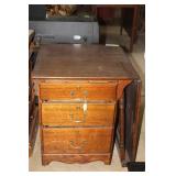 Oak fold out writing desk with file cabinet end