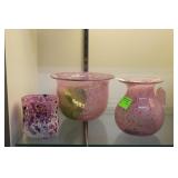 Three Kosta Boda splatter vases