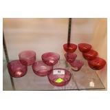 11 Pcs Assorted Cranberry Glass