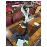 Art Nouveau cast bronze Lady w/ marble base,