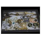 Display box with costume jewelry incl. watches &