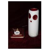 Art Deco red & white glass vase, Lladro girl with