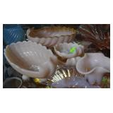 Five pcs pink custard glass - graduated shell