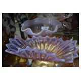 Fenton style wave crest pink bowl & oval wave