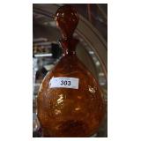 Amber crackle glass stoppered jug